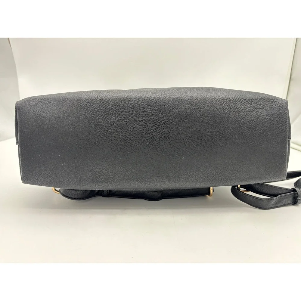 EMPERIA LOS ANGELES Black Vegan Leather Handbag NEW Bag Backpack Satchel Large